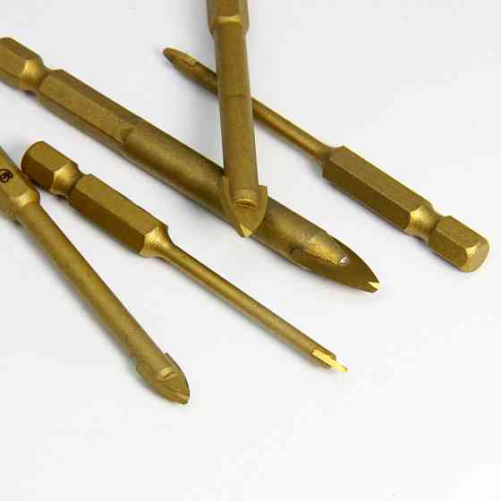 Набор копьевидных сверл по стеклу и плитке 5 шт, 3–10 мм, карбид вольфрама, титановое покрытие Киев