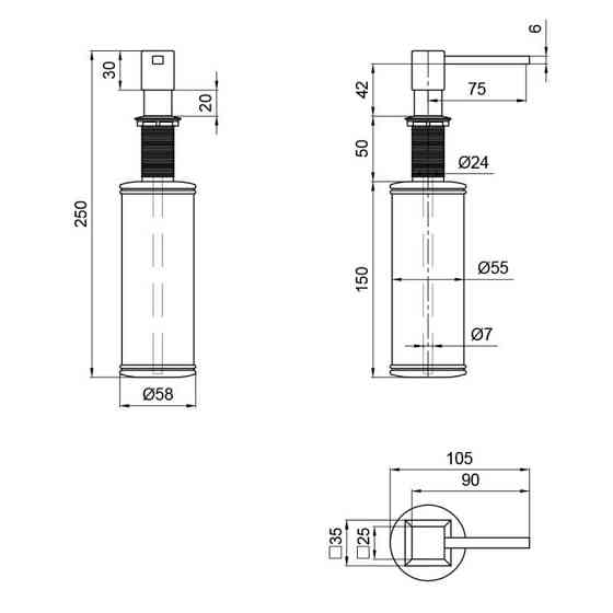 Дозатор для миючого засобу Lidz LK117 квадратний Brushed Steel (LDLK117BRU46399) сатин Київ