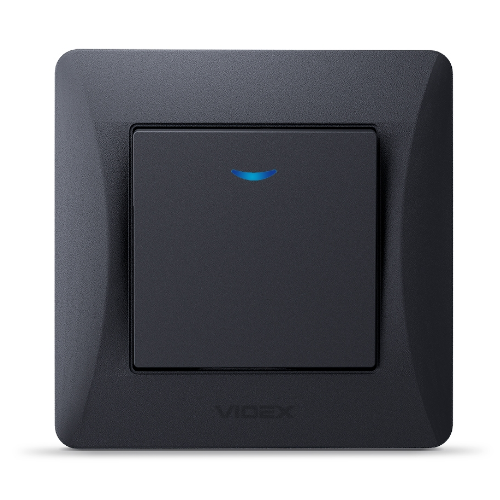 BINERA чорний графіт Вимикач внутрішній 1кл з підсвічуванням Videx Житомир