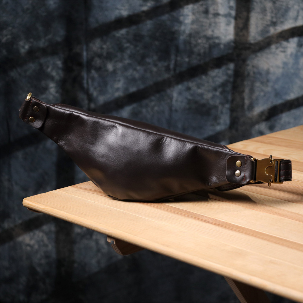 Бананка для чоловіків з гладкої натуральної шкіри Коричневий (SHVIGEL) Київ - фото 4