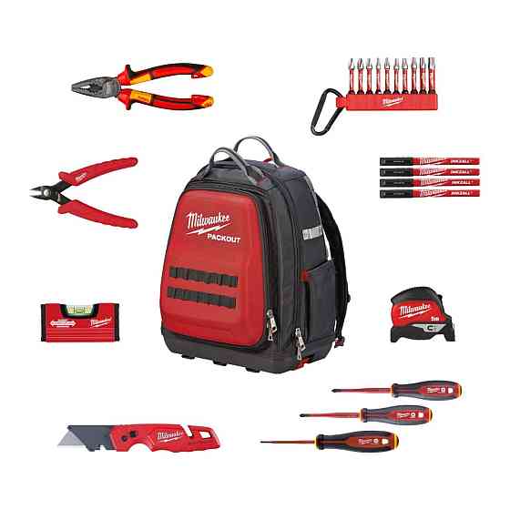 Набор ручного инструмента электрика PACKOUT MILWAUKEE, (23шт) в рюкзаке Одесса