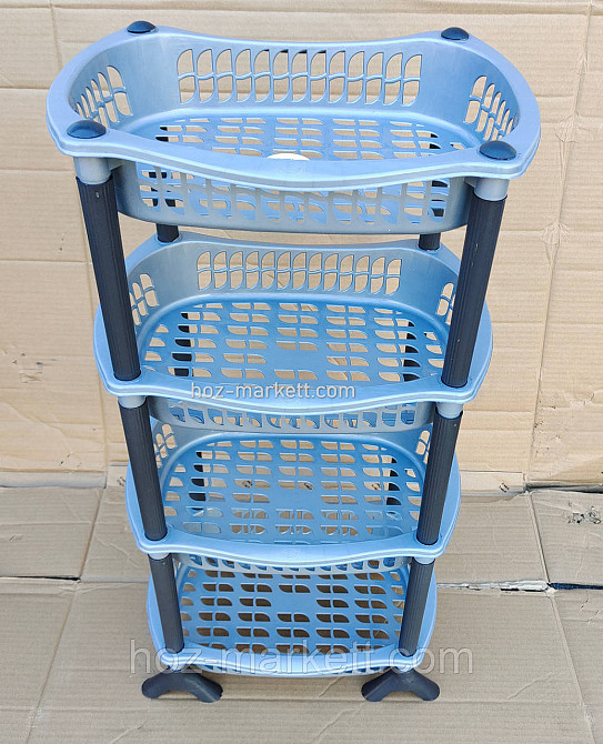 Полиця етажерка пластикова для ванної та кухні сіра Харків - фото 1