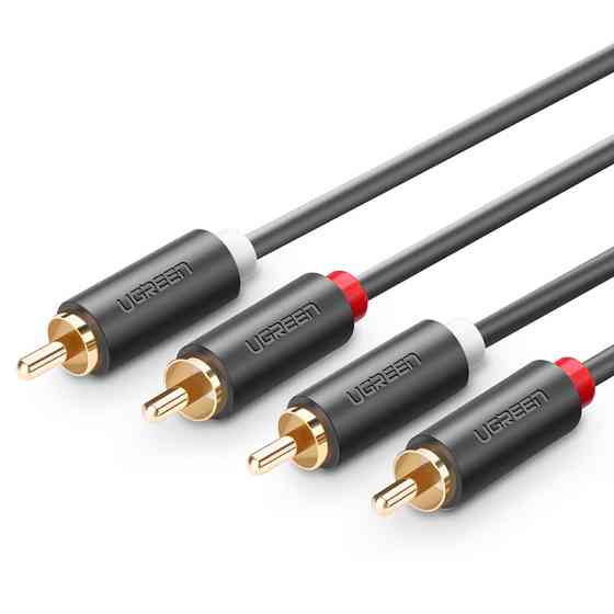Межкомпонентный аудіо кабель Ugreen AV104 2RCA to 2RCA Audio Cable 10518 (Чорний, 2м) Миколаїв