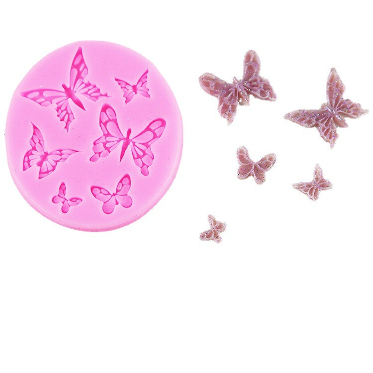 Молд силіконовий Метелики 83 на 75 мм рожевий Київ - фото 3