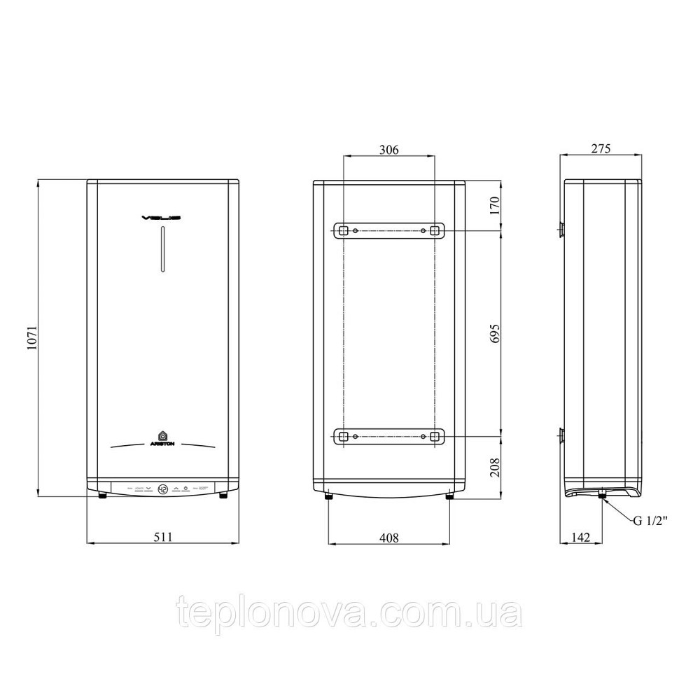 Водонагрівач Ariston Velis Tech 80 EU з мокрим ТЕНом 3100918 Чернівці - фото 2