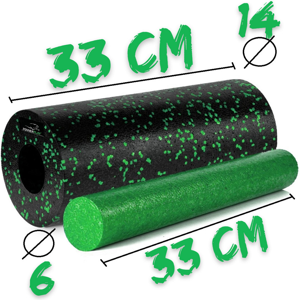 Масажний ролик (роллер) гладкий PowerPlay PP-4348 2 in 1 EPP Foam Roller Чорно/Зелений (33x14см.) Кам'янське - фото 10