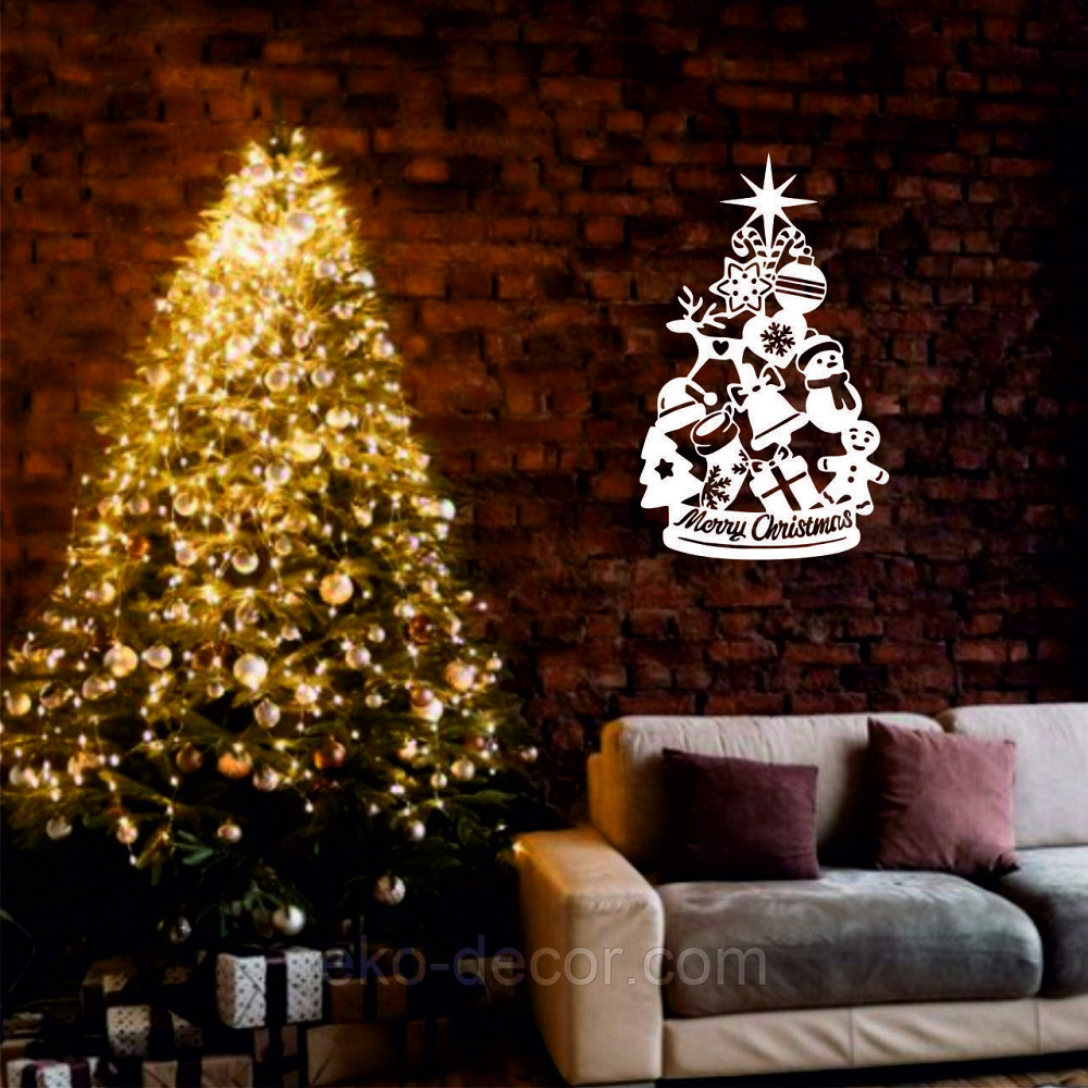 Декоративное настенное Панно «Новый год», Декор на стену 50*30 см, Белый Киев - изображение 1