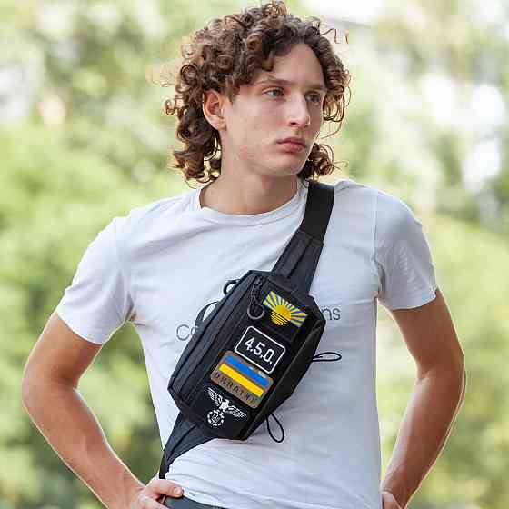 Чорна бананка без бренду, Чоловіча поясна бананка чорна, Сумка-бананка для речей Якісна сумка IE-43 Львів