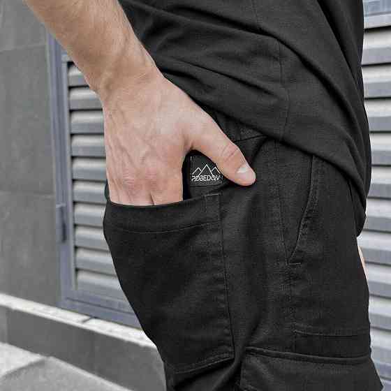 Штани-карго чоловічі весняні з кишенями чорні Pobedov VZIR Київ