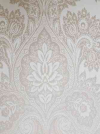 Шпалери вінілові на флізеліні AS creation Garda 1.06Х10.05 класика вензелю великі бежеві молочні срібло Київ