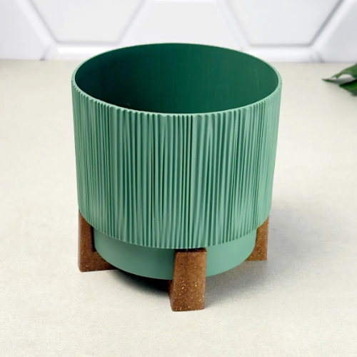 Вазон Осло зі вставкою та декоративною підставкою 30см зелений Алеана Житомир - фото 5