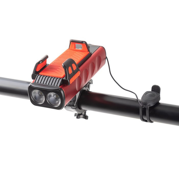 Велофара з сигналом та тримачем телефону USB/PowerBank/4000mAh 400lm 2діода 2режима+flash Бровари - фото 5