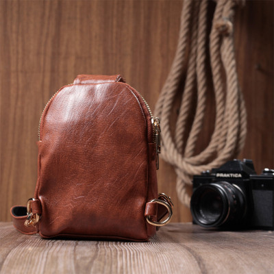 Сумка Vintage Компактна жіноча через плече на два відділення з екошкіри Коричнева (22783) Вінниця - фото 4