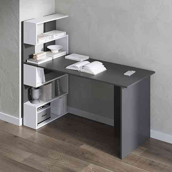 Компьютерный стол VAYS M-24, письменный с полками слева, ЛДСП, 142×60×123 см – для дома, учебы, офиса Львов