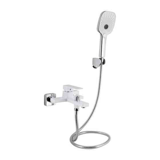 Змішувач для ванни з душовим гарнітуром Qtap Gemini QTGEM259CRW45683 Chrome/White Харків