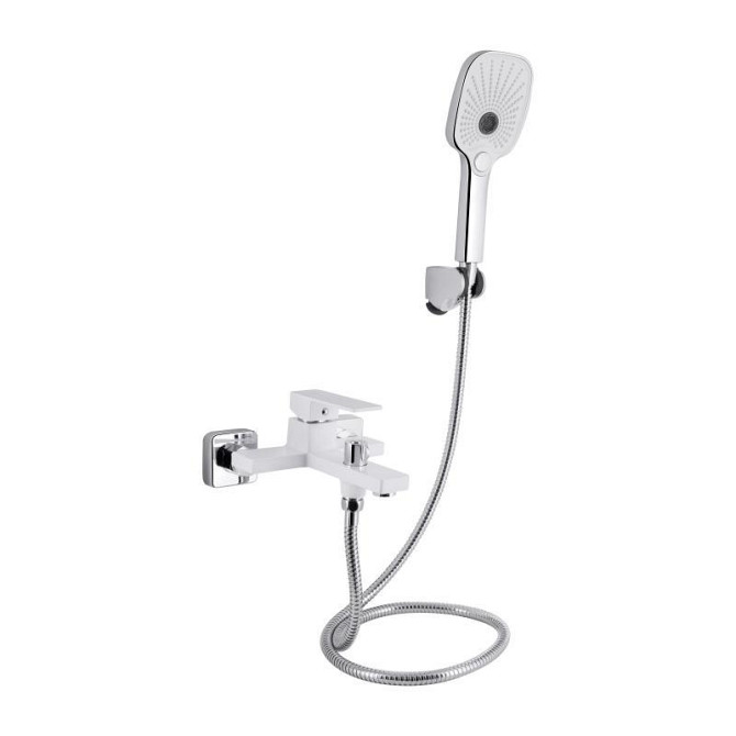 Змішувач для ванни з душовим гарнітуром Qtap Gemini QTGEM259CRW45683 Chrome/White Харків - фото 1