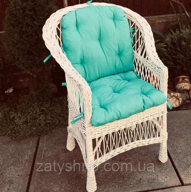Крісло плетене з блакитною накидкою Київ - фото 5