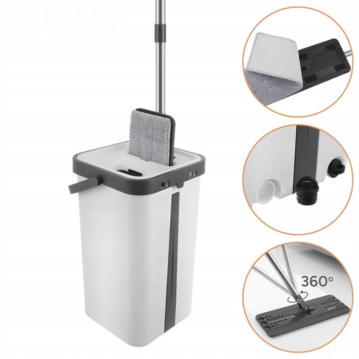 Набор для уборки швабра с двухкамерным ведром 11 литров + 3 насадки Ruhhy (27232) Нововолынск - изображение 2