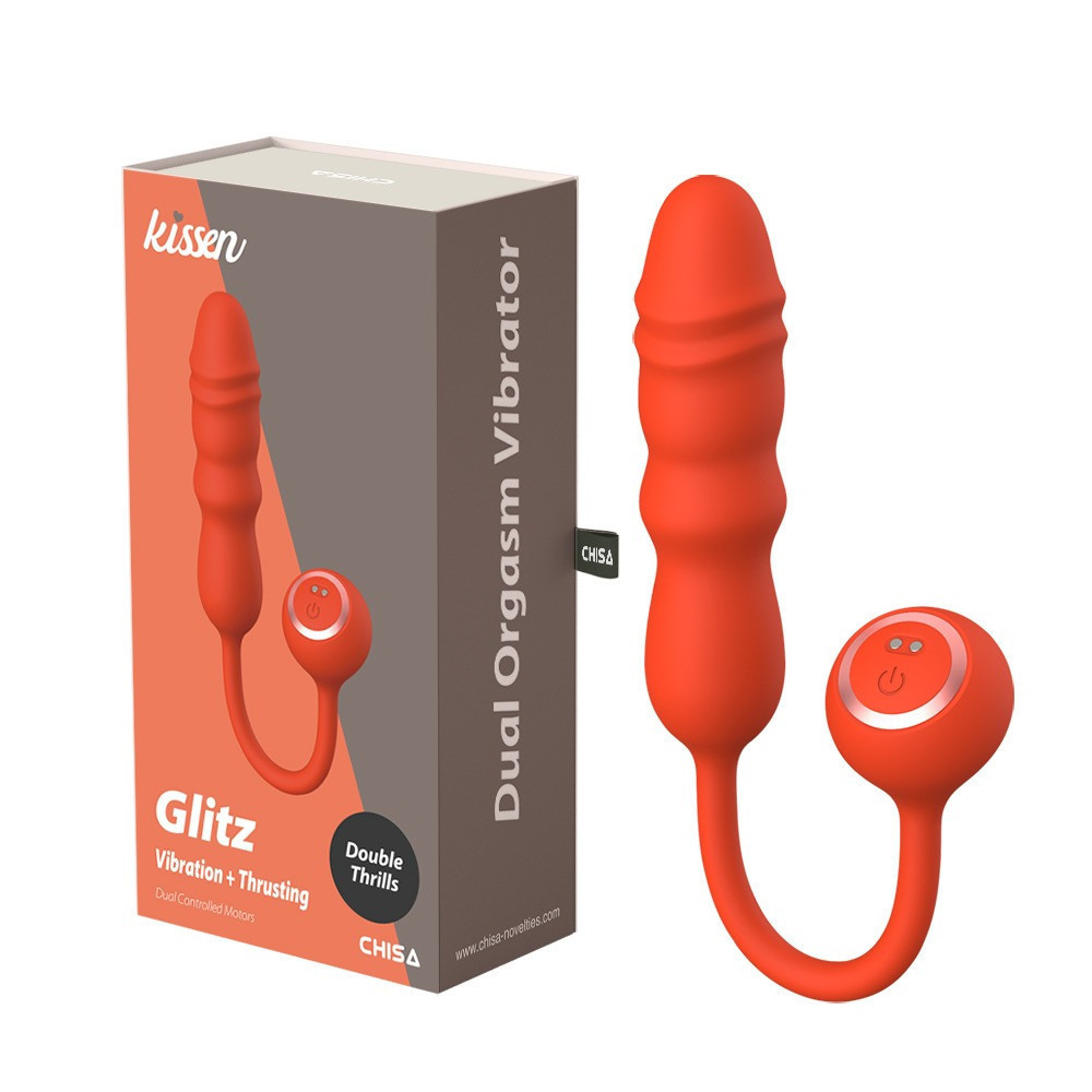 Вибратор Chisa Kissen Glitz с фрикциями, рельефный, с проводным пультом, оранжевый Sex Aura Киев - изображение 1