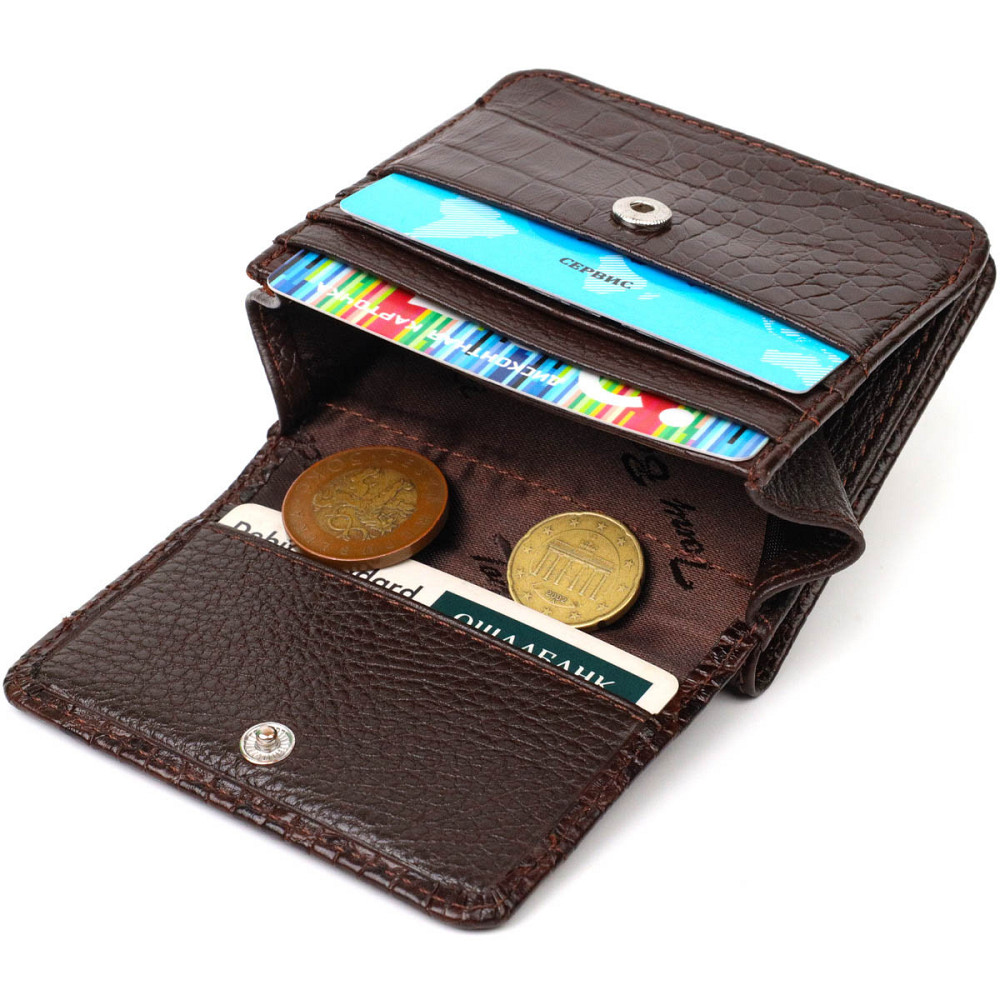 Портмоне из натуральной кожи с тиснением под крокодила Tony Bellucci 22022 Коричневый Киев - изображение 4