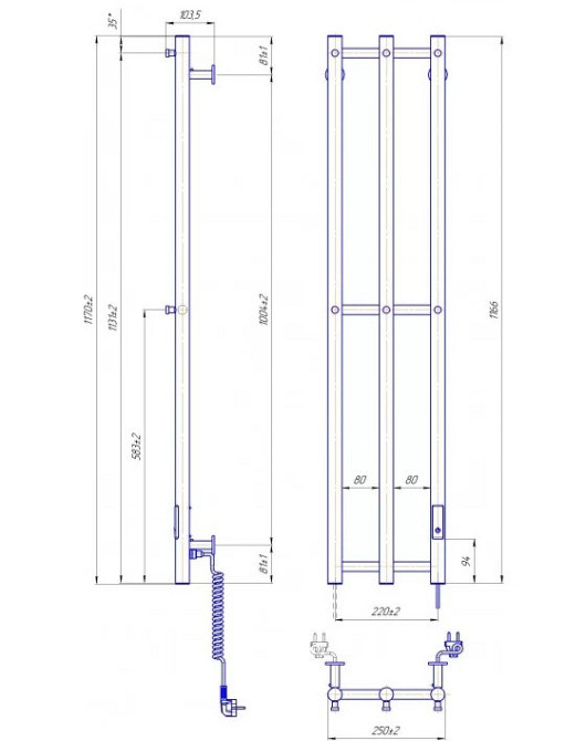 Електрична рушникосушарка Mario e-INOX Соле 1170х250 TR 2.0 K Київ - фото 4