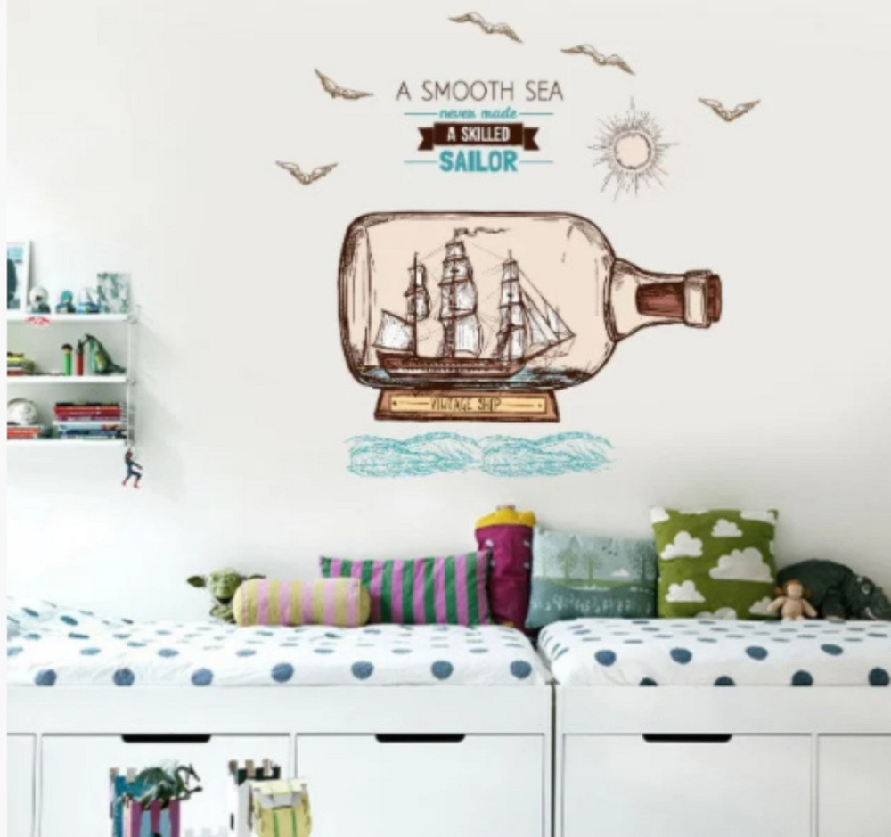 Наклейка декоративна на стіну Корабель у пляшці Київ - фото 7