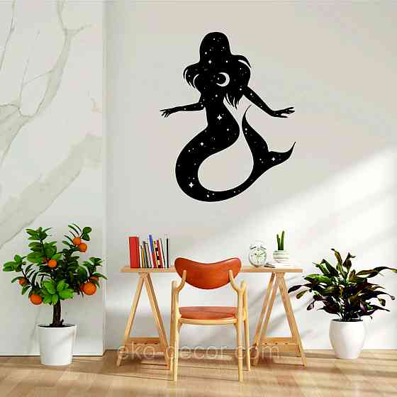 Декоративное настенное 3D Панно «Русалочка» Декор на стену с объемом 110*88 см, Черный Киев