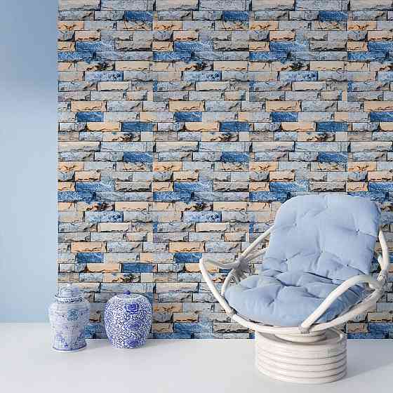 Самоклеючі шпалери 2800х500х1,5мм Синьо-жовта катиринославська цегла (D) SW-00001785 Дніпро