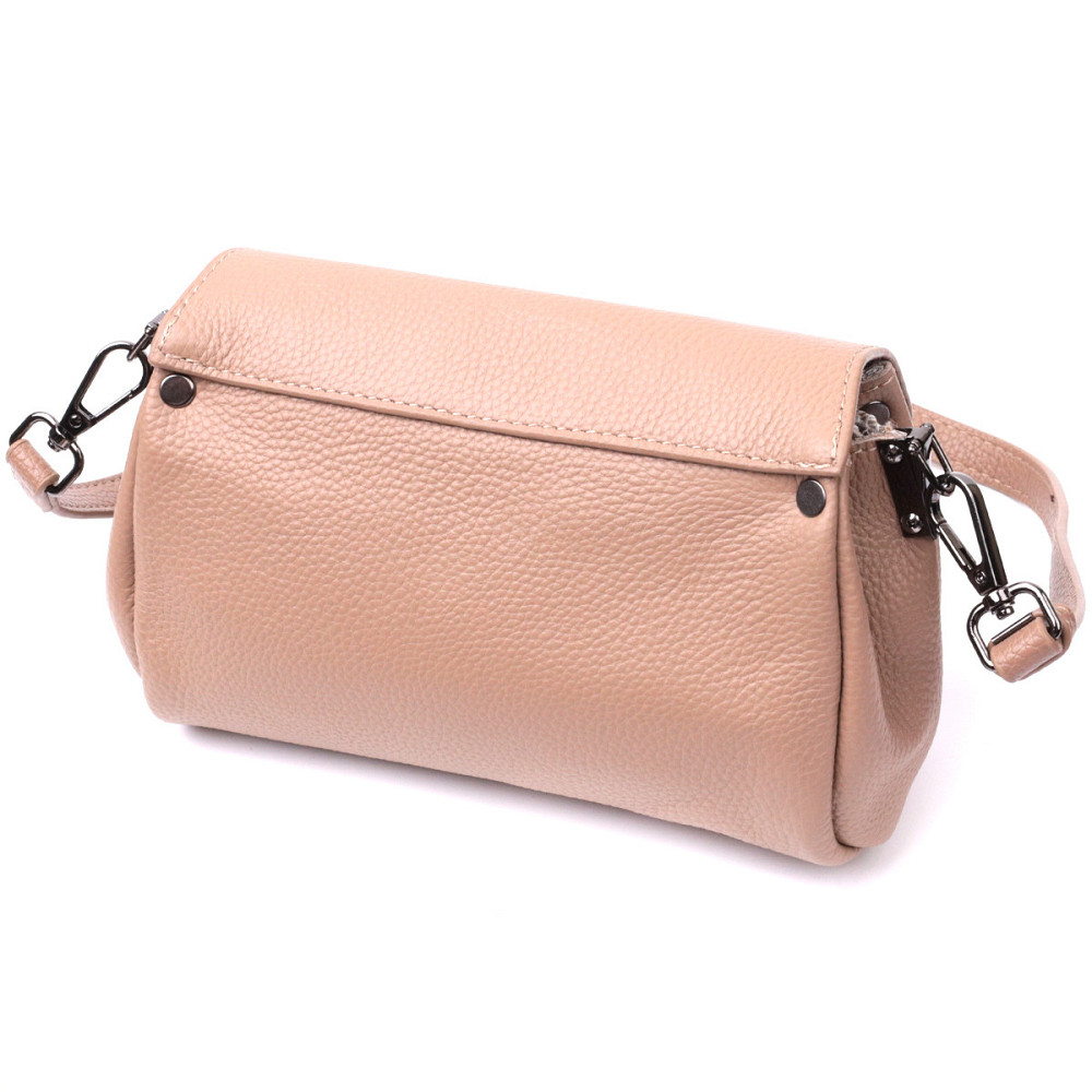 Компактная кожаная женская сумка с треугольным клапаном Vintage 22256 Бежевая Киев - изображение 2