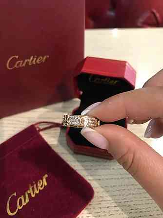 Cartier кільце в рожевому золоті з камінням / Cartier кільце LOVE з дрібним цирконієм Одеса