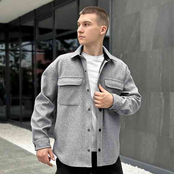 Тепла чоловіча сорочка Pobedov Mars. Сорочка-пальто осіння сіра Київ