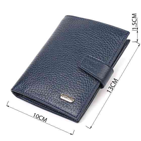 Практичный вертикальный мужской кошелек среднего размера из натуральной кожи флотар CANPELLINI 21735 Синий Киев