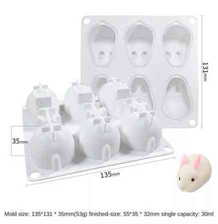 Молд силиконовый Заяц 135 на 131 мм белый Киев