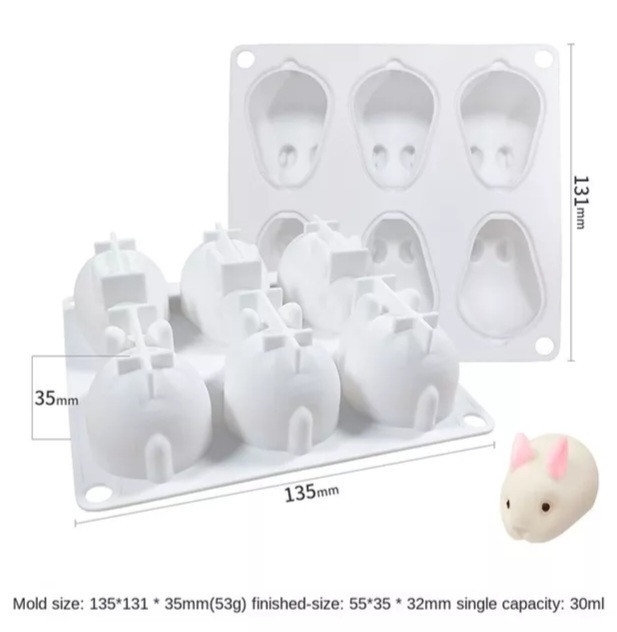 Молд силиконовый Заяц 135 на 131 мм белый Киев - изображение 2