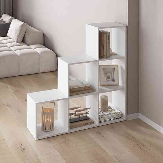 Стеллаж VAYS M-39 Белый, книжная полка с 6 ячейками, этажерка для дома, игрушек и декора, ЛДСП, 108×29×108 см Львов