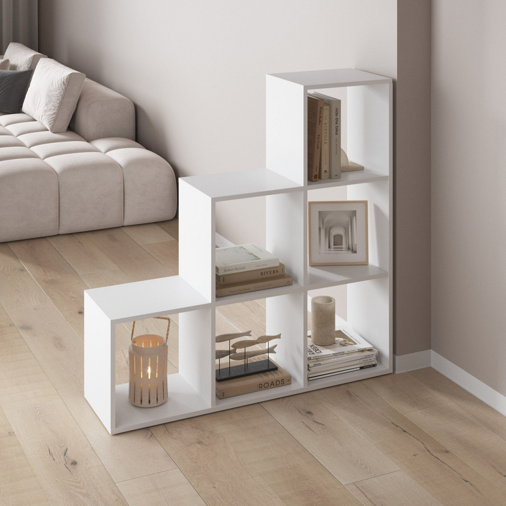 Стеллаж VAYS M-39 Белый, книжная полка с 6 ячейками, этажерка для дома, игрушек и декора, ЛДСП, 108×29×108 см Львов - изображение 1