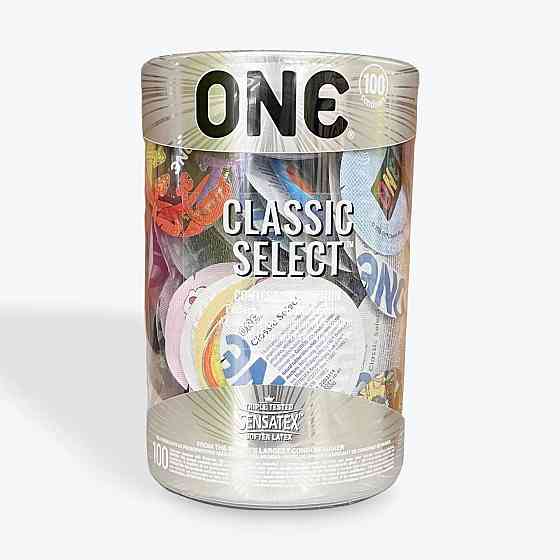 Набір презервативів ONE Classic Select Contest Collection, 100 шт, зі змазкою, паковання-тубус Sex Aura Київ