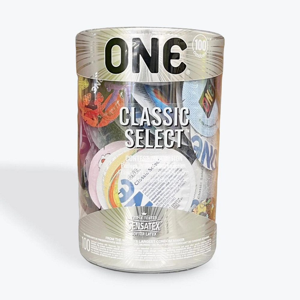 Набір презервативів ONE Classic Select Contest Collection, 100 шт, зі змазкою, паковання-тубус Sex Aura Київ - фото 1
