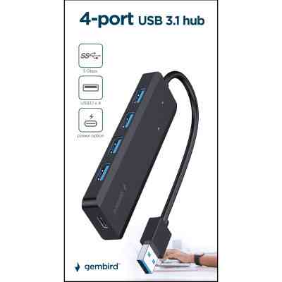 Концентратор Gembird 4 ports USB 3.1,USB-A, USB-C PD (UHB-U3P4P-02) Винница