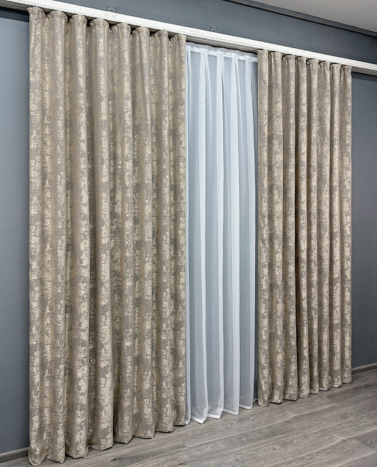 Комплект готових штор VR-Textil Жакард Sultan XO № 1144ш Кавово-сірий 150х290 см 2 шт (33-0762) Київ - фото 12