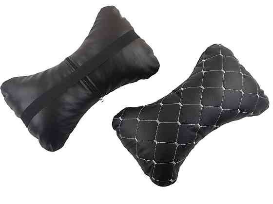 Подушка голову в авто экокожа белая строчка (к-кт 2 шт) под Мукачево