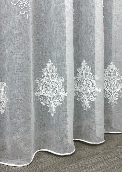 Тюль VR-Textil 1677т Батист с вышивкой Белый 300х270 см (42-0676) Киев - изображение 8