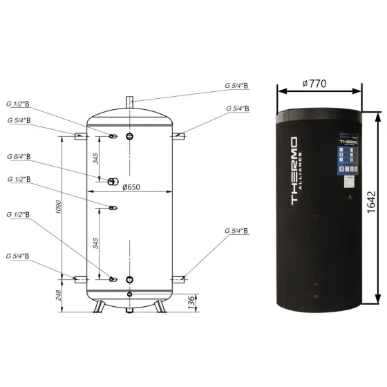 Теплоакумулятор Thermo Alliance TA-TAM-00 500 з ізоляцією 60 мм Київ