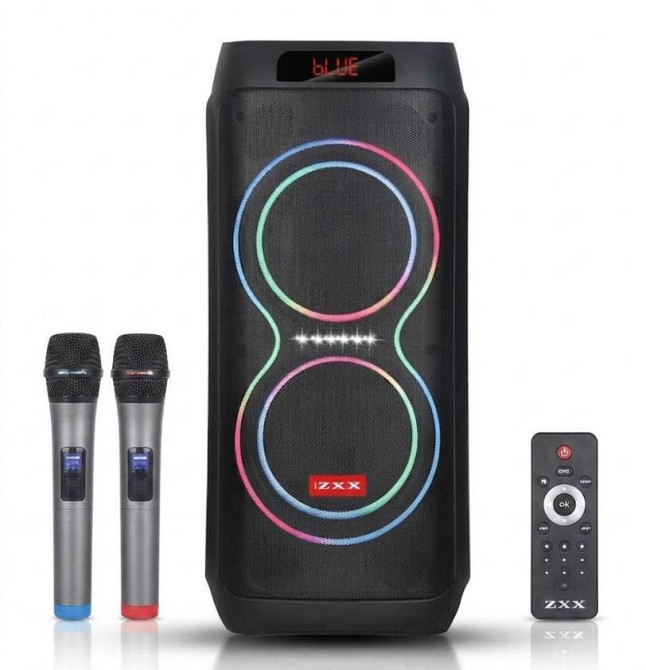 Портативна акустична колонка ZXX-5550 80Вт 2x8" TWS/FM/USB/TF/BT/LED/2MIC караоке Одеса - фото 8