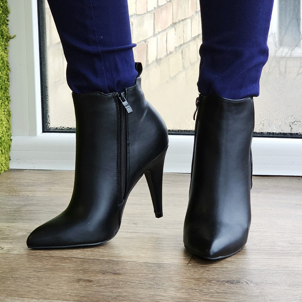 Жіночі Черевики Чорні на Каблуку Шкіряні Модельні Ботильйони (розміри: 36,37,38,39,40) — 60 Дніпро - фото 10