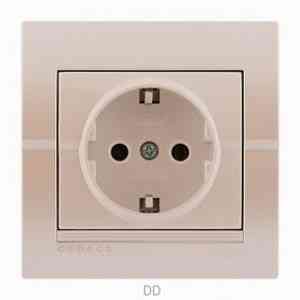 DERIY перлинно-білий металік Розетка внутрішня із заземленням Лезард Житомир