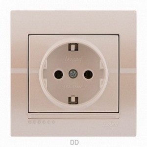 DERIY перлинно-білий металік Розетка внутрішня із заземленням Лезард Житомир - изображение 1