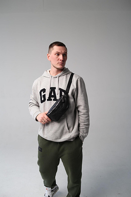 Чоловіча сумка на пояс з натуральної шкіри SL010 (Чорна) Суми - фото 8