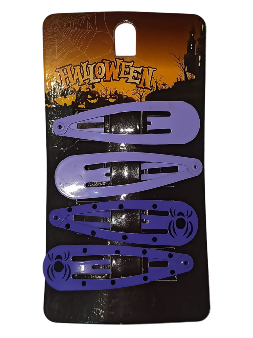 Набор 2 заколки с принтом паук и 2 заколки без принта для волос на Хэллоуин фиолетовый Киев - изображение 3