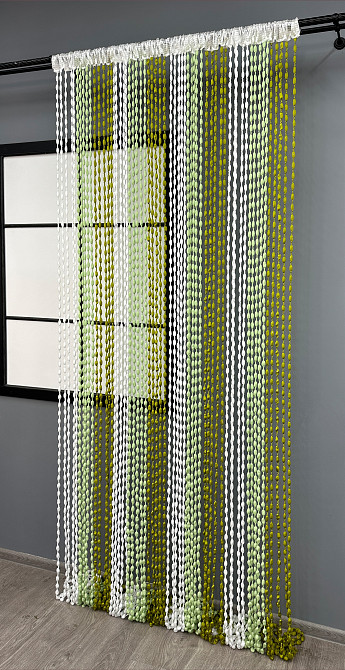 Штори-нитки "Шиніл" з люрексом Білий з оливково-м'ятним 300х300см 1 шт (61-098) Київ - фото 4
